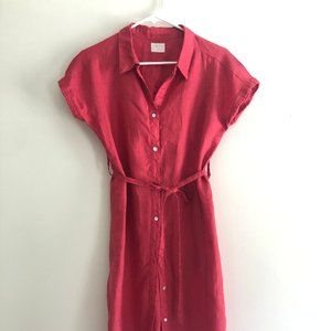 Pou Nou Red Linen Shirt Dress